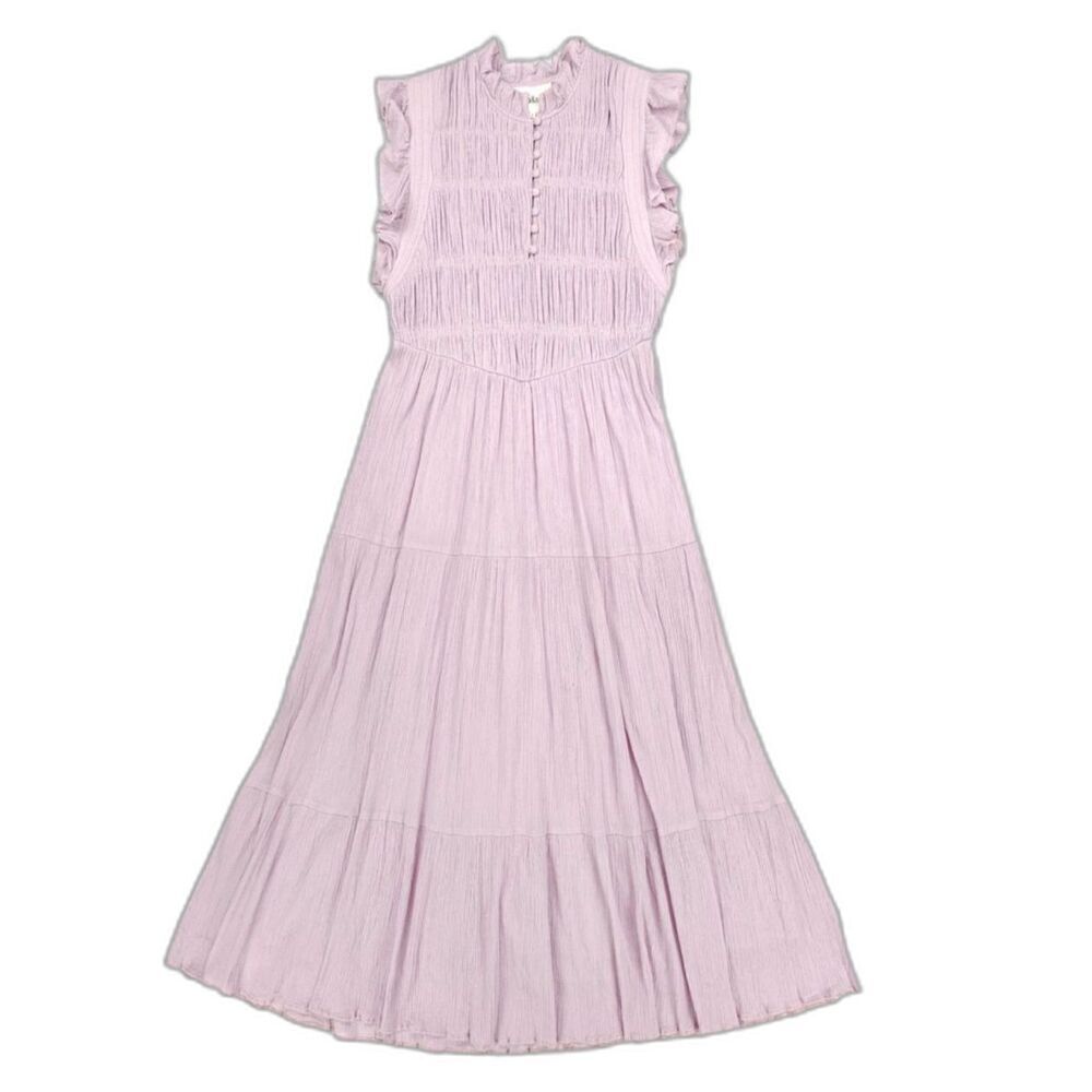 BA&SH Noah Shirred Gauze Dress Lilac Romantic Lolita French Girl Minimal Boho